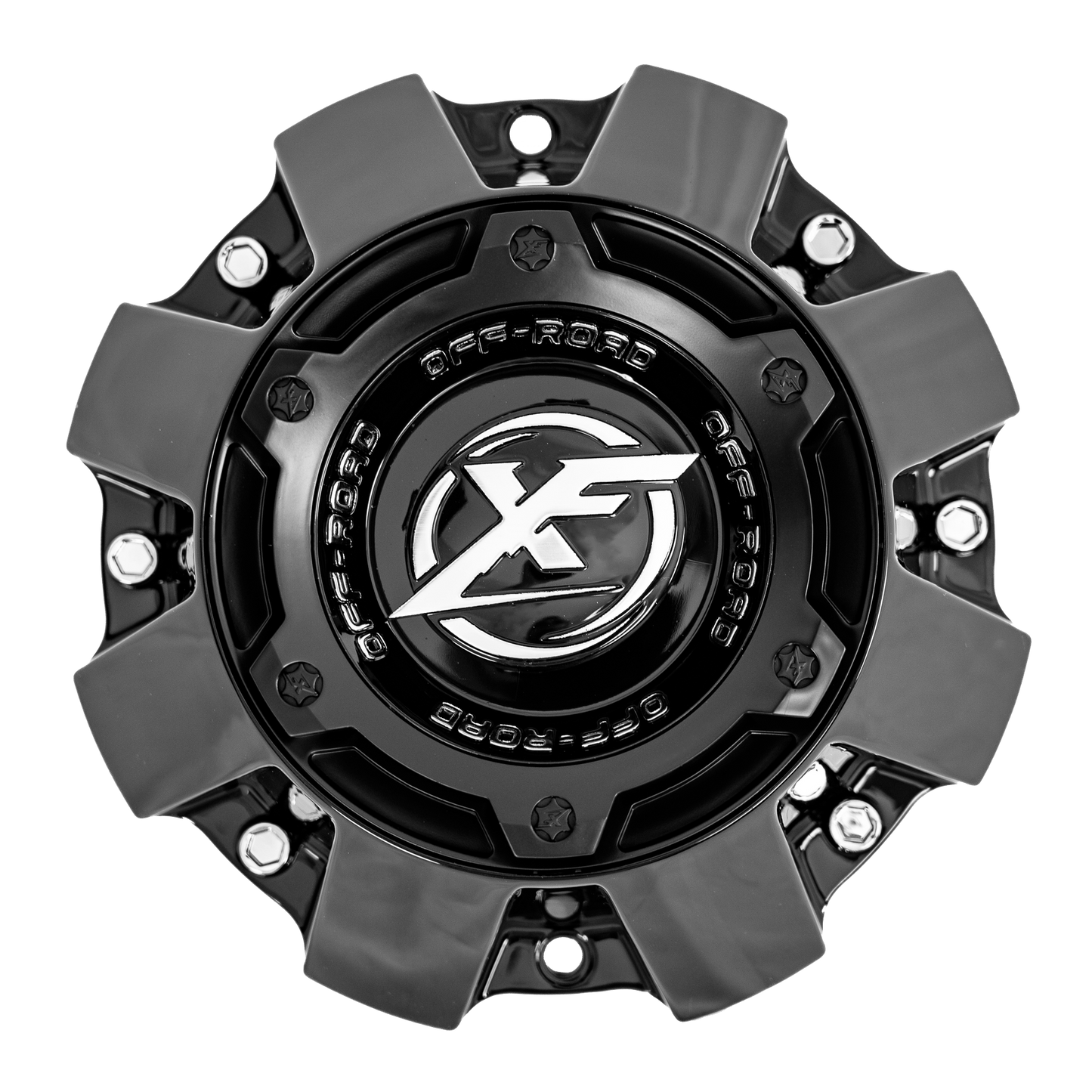 XF Cap Old Style Tall Gloss Black Matte Black Ring 8-Lug (202 ,204, 218, 219, 220, 224)