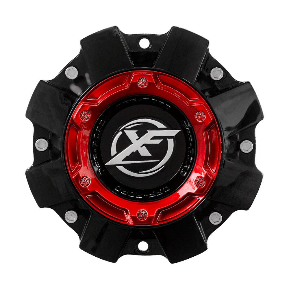 XF Cap Red for Gloss Black Red Milled XF-218, XF-219, XF-220, XF-224, XF-226 Various Sizes 8 Lug