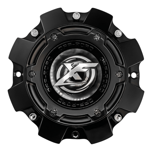 XF-205 Cap Black For Gloss Black milled 20x10, 20x12, 22x12, 8x lug wheel; XF-215, XF-216, XF-219, XF-222 Cap Black For Gloss Black milled 20x9, 20x10, 8x lug wheel.