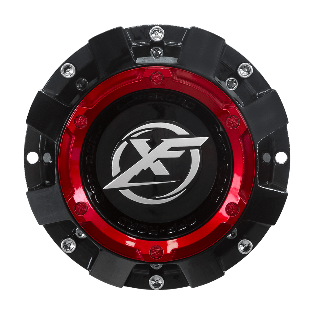 XF-220 Cap Red For Gloss Black Red milled 22x10, 5x lug & 6x lug wheel.