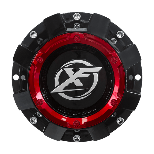 XF-220 Cap Red For Gloss Black Red milled 22x10, 5x lug & 6x lug wheel.