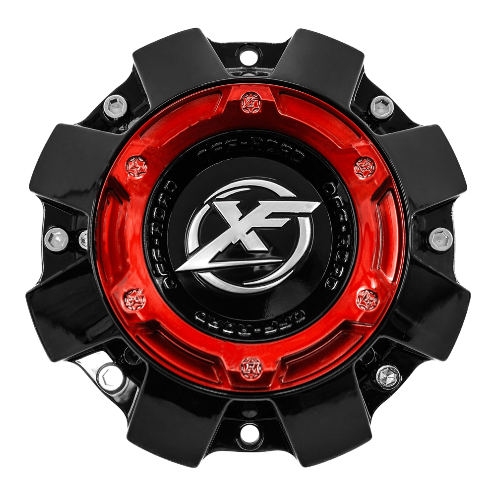 XF-215, XF-216, XF-219, XF-222 Cap Red For Gloss Black Red milled  20x9, 20x10, 8x lug wheel.