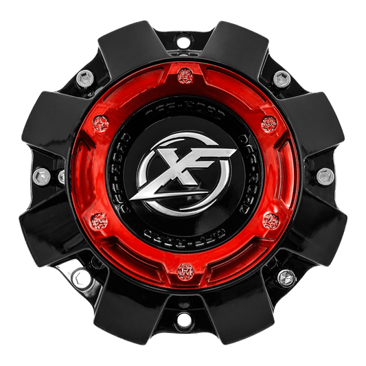 XF-215, XF-216, XF-219, XF-222 Cap Red For Gloss Black Red milled  20x9, 20x10, 8x lug wheel.