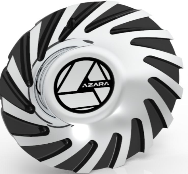 AZA-523 Cap Machined For Black Machined 20", 22", 24", 26", 28", 30" Wheels.