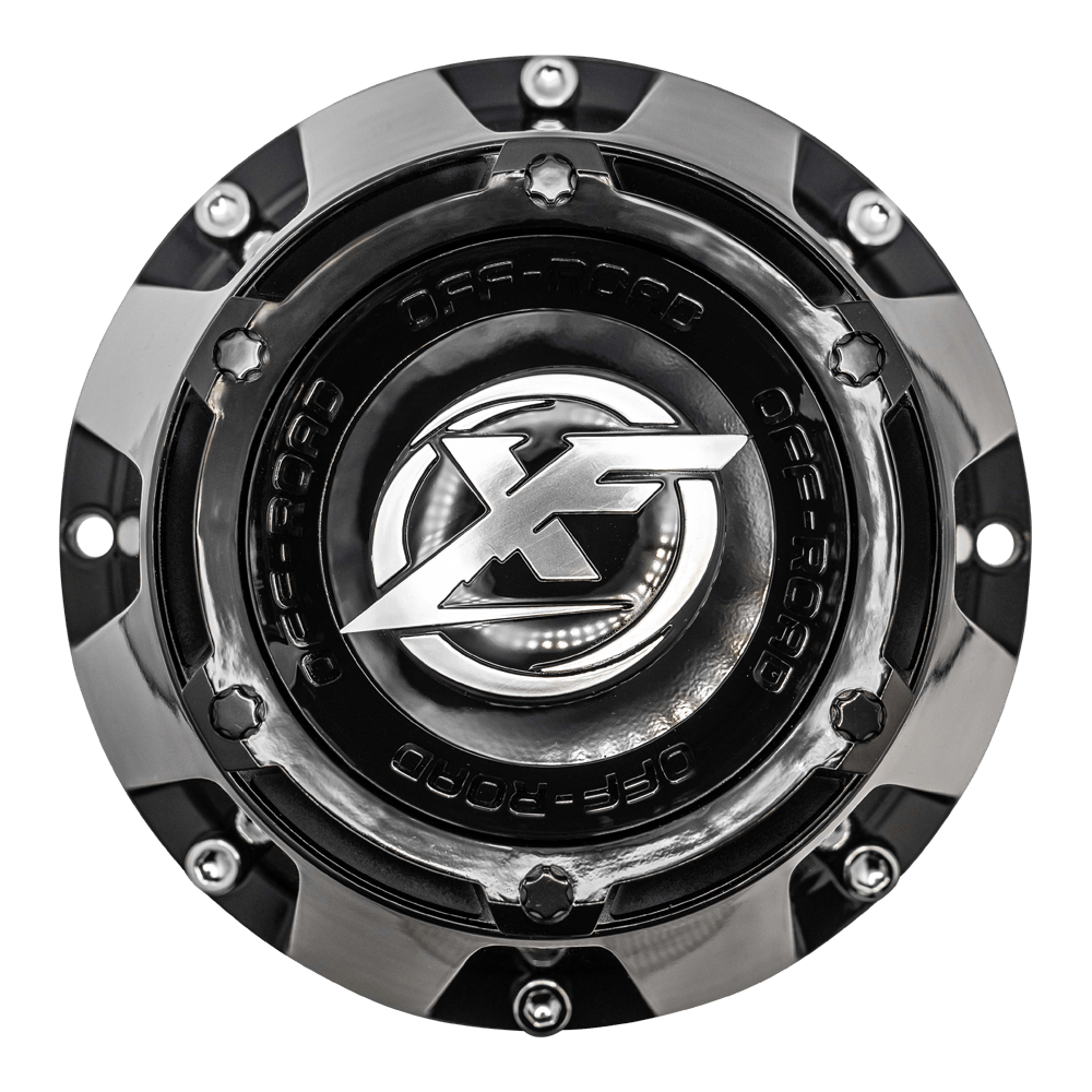 XF-220, XF-222, XF-224 Cap Black For Gloss Black milled 20x12, 22", 8x lug wheel.