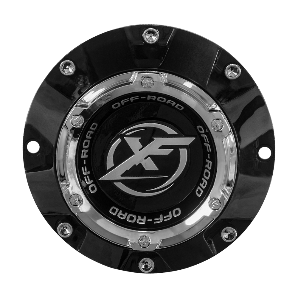 XF Cap Old Style Tall Gloss Black Matte Black Ring 8-Lug (202 ,204, 218, 219, 220, 224)