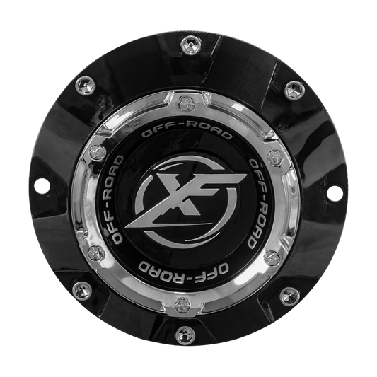 XF Cap Old Style Tall Gloss Black Matte Black Ring 8-Lug (202 ,204, 218, 219, 220, 224)